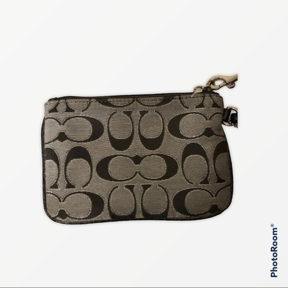 COACH poppy grey silver wristlet